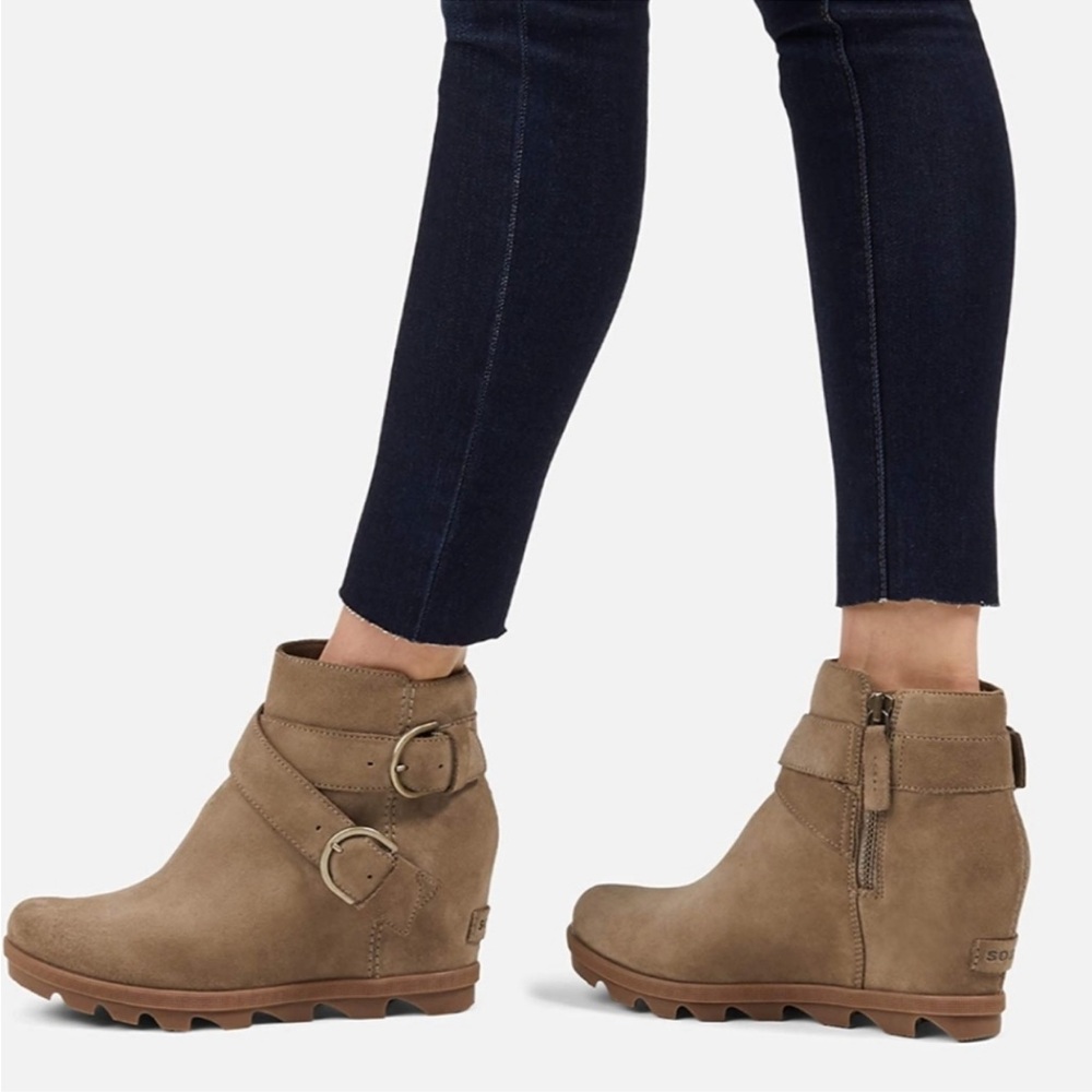 Sorel Khaki II Joan Of Arctic Wedge II Buckle Ankle Boot Size 7.5 - Picture 3 of 14